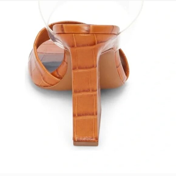 Mercedes Castillo Mildred PVC & Croc-Embossed Leather Tan and Brown Mules, 7.5 - Picture 3 of 15